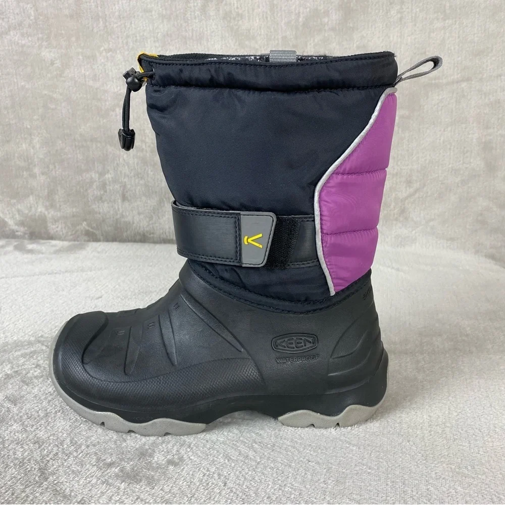 Keen Lumi II Kids Youth Snow Boot Size 4 Black Purple Waterproof Insulated Rain